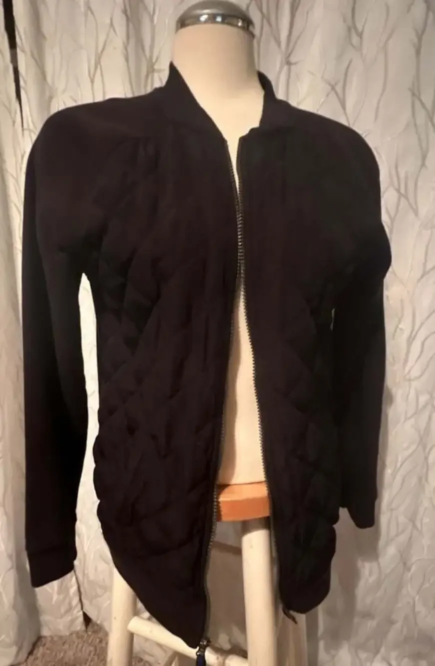 Wonder Nation Black Quilted Bomber Jacket Full Zip